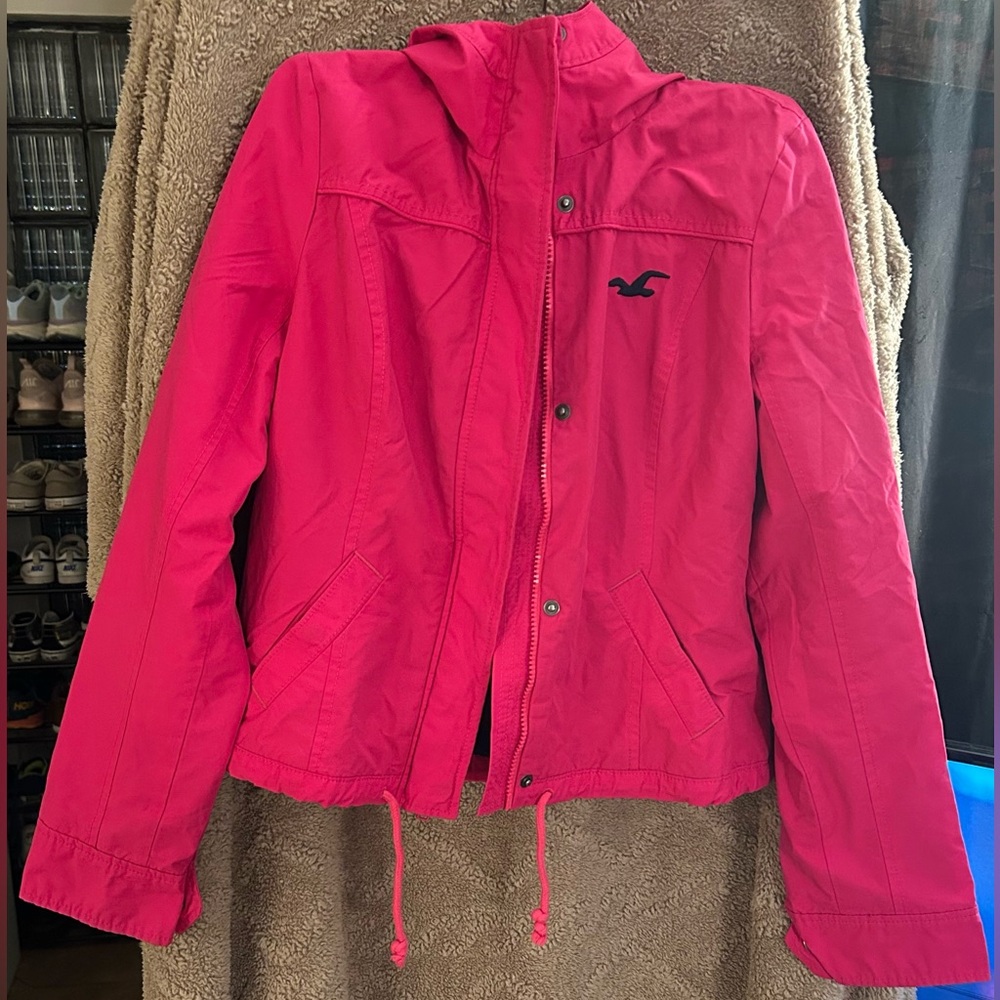 Hollister Vibrant Pink All-Weather Anorak Jacket- Cinch Waist and Hoood